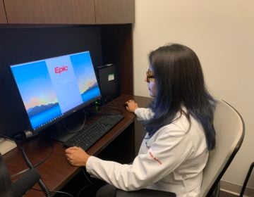 Dr. Aditi Joshi, director of JeffConnect, Thomas Jefferson University Hospital’s telehealth platform, opens EPIC, the
hospital's electronic medical records program.  That way she can look
up at patient's history and see scans and other test
results before meeting with them virtually. (Courtesy of Aditi Joshi)