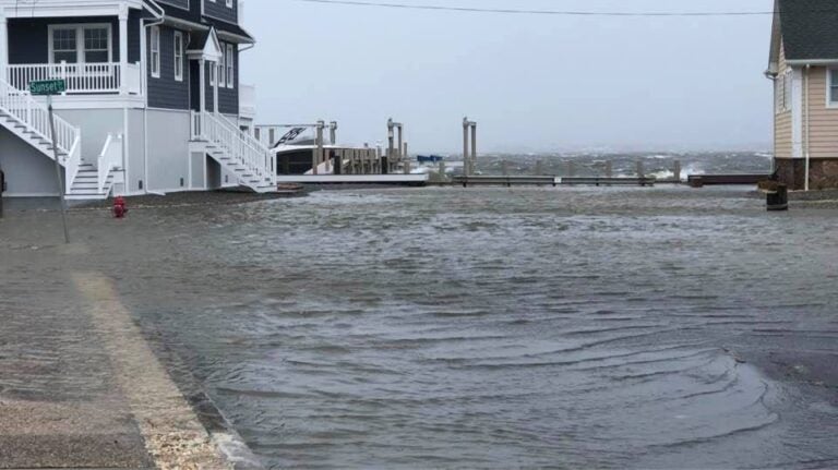 Tidal flooding in Pelican Island, N.J. on April 13, 2020. (Courtesy of Dominick Solazzo)