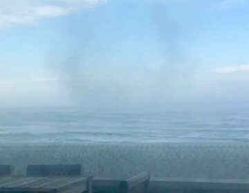 A waterspout over the Atlantic Ocean on Tuesday afternoon. (Photo courtesy of Michaela Murray/Jersey Shore Hurricane News)