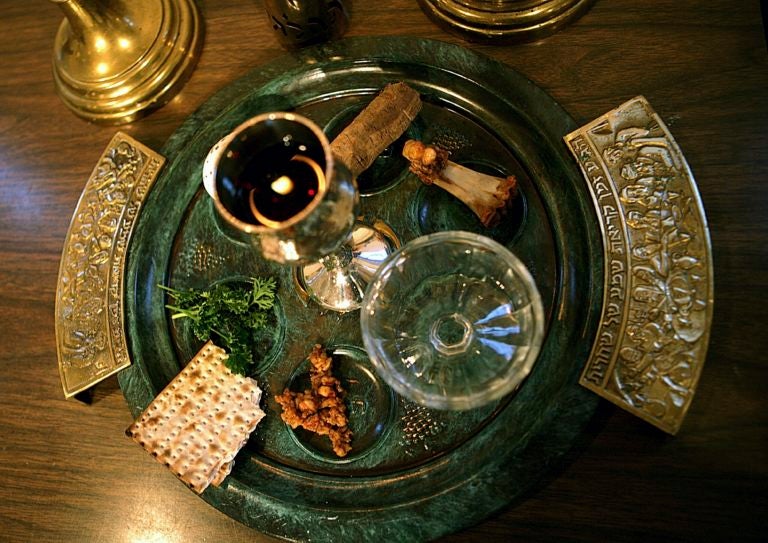 In this file photo, a traditional Passover seder plate is seen at Congregation Beth El in Tyler, Texas, on the first night of Passover. (Dr. Scott M. Lieberman/AP Photo)