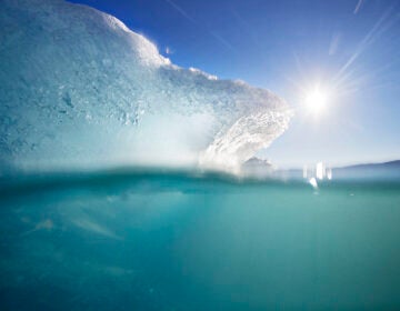 An icebergs floats in the Nuup Kangerlua Fjord in southwestern Greenland. Greenland's glaciers have been melting and retreating at an accelerated pace in recent years due to warmer temperatures. (AP Photo/David Goldman)