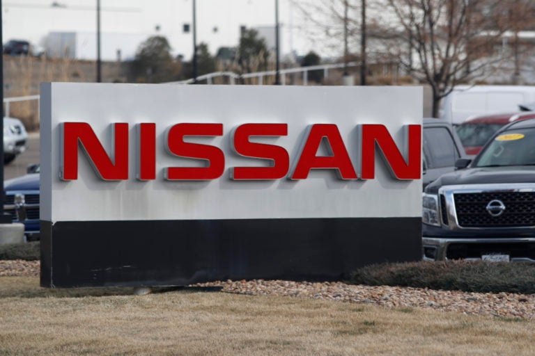 The company logo stands outside a Nissan dealership in Highlands Ranch, Colo. Nissan is recalling more than a quarter-million SUVs, trucks and vans worldwide, Thursday, April 2,  to replace potentially dangerous Takata air bag inflators. (David Zalubowski, AP Photo, File)