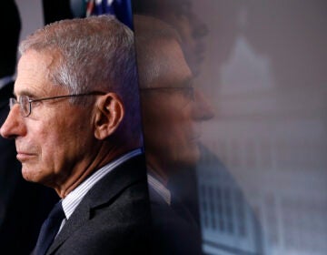 In this March 21, 2020 file photo, Director of the National Institute of Allergy and Infectious Diseases Dr. Anthony Fauci listens as President Donald Trump speaks during a coronavirus task force briefing at the White House in Washington. (AP Photo/Patrick Semansky)