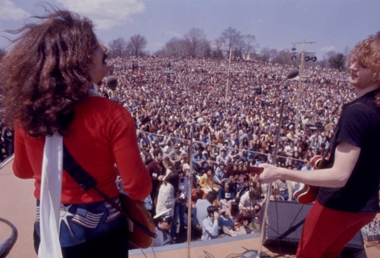 American Dream performs at the Earth Day Rally at Belmont Plateau in Fairmount Park on April 22,1970. (Special Collections Research Center. Temple University Libraries)