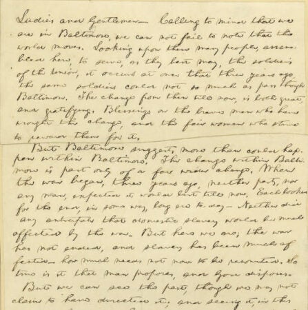 A page from Abraham Lincoln's Baltimore Address (Courtesy of The Rosenbach)