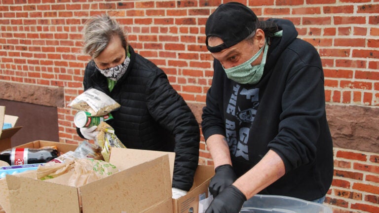 Volunteers at St. Luke’s United Methodist Church in Long Branch are coping with a sudden surge in demand for food boxes during the COVID-19 crisis. (Jon Hurdle/NJ Spotlight)