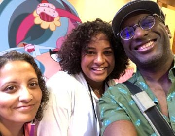 The author (center) with her parents at BlerdCon. Courtesy of Joycelin Farmer.