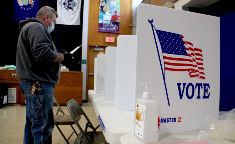 Voter wears mask, gloves to vote in special election