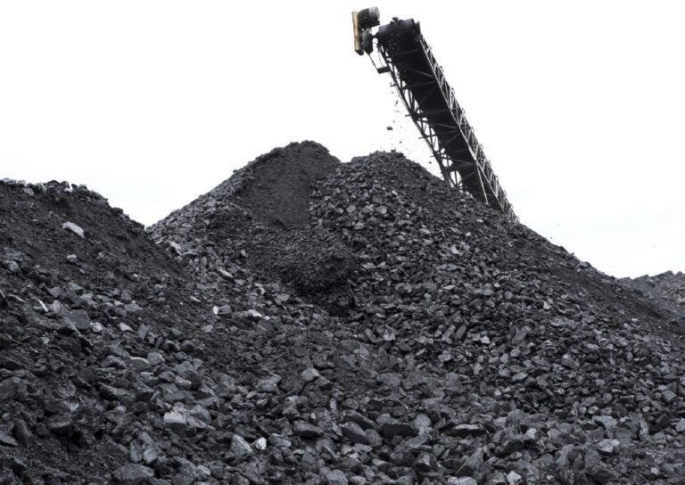Coal is piled up at the the Blaschak Coal Corporation pit mine