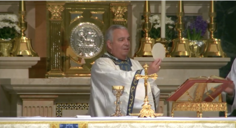 Archbishop Nelson Pérez, Philadelphia’s new Catholic archbishop, during Easter Mass. (Screenshot)