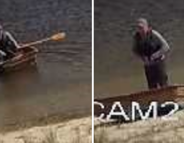 U.S. Coast Guard Mid-Atlantic released these surveillance images of a missing man who rowed a boat into the Toms River on Tuesday. (Courtesy of U.S. Coast Guard Mid-Atlantic)