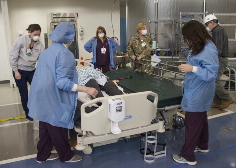 duPont Hospital, ChristianaCare hospital system staff and the Delaware National Guard conduct training