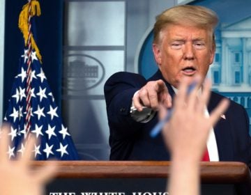 President Trump speaks during the daily briefing on the novel coronavirus this week.
(Jim Watson/AFP via Getty Images)