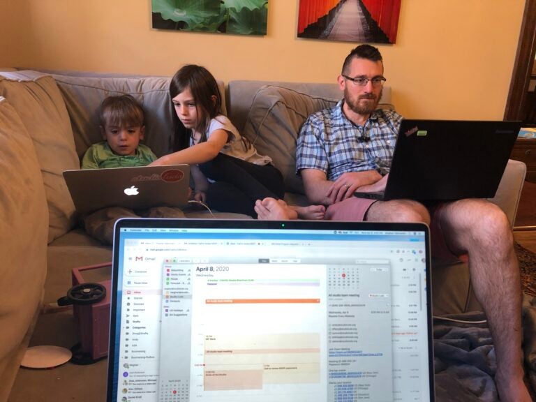 Playground designer Meghan Talarowski took this picture of her post-pandemic workspace, shared with her husband and two children (Meghan Talarowski)
