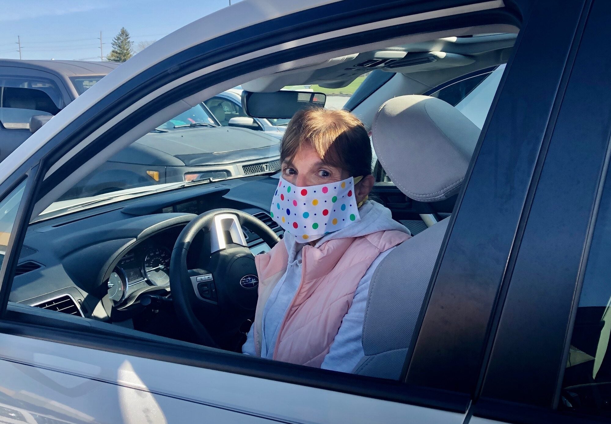 Maria Buono wears homemade mask in Pike Creek, Delaware