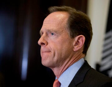 Sen. Patrick J. Toomey, R-Pa. speaks to reporters outside his office on Capitol Hill, in Washington, Tuesday, April 12, 2016. (Manuel Balce Ceneta/AP Photo, file)
