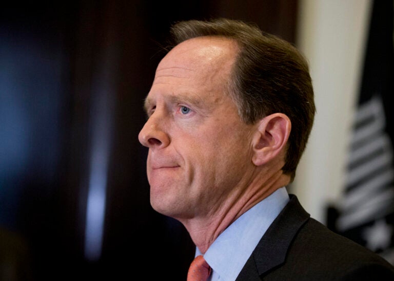 Sen. Patrick J. Toomey, R-Pa. speaks to reporters outside his office on Capitol Hill, in Washington, Tuesday, April 12, 2016. (Manuel Balce Ceneta/AP Photo, file)