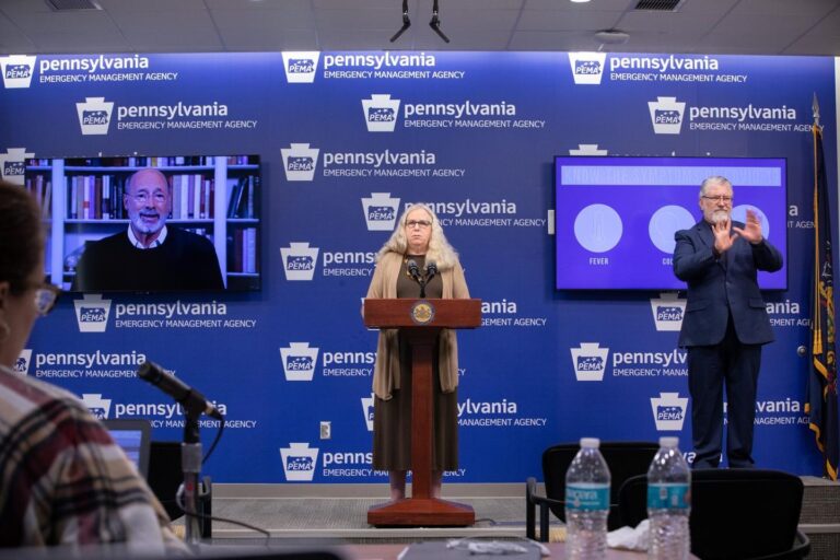 Pennsylvania Health Secretary Rachel Levine holds a daily briefing on COVID-19. (Commonwealth Media Services)