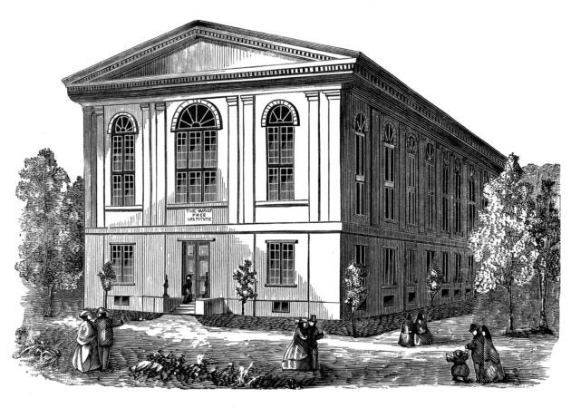 A woodcut of the Wagner Free Institute of Science, circa 1865 (The Wagner Free Institute of Science)