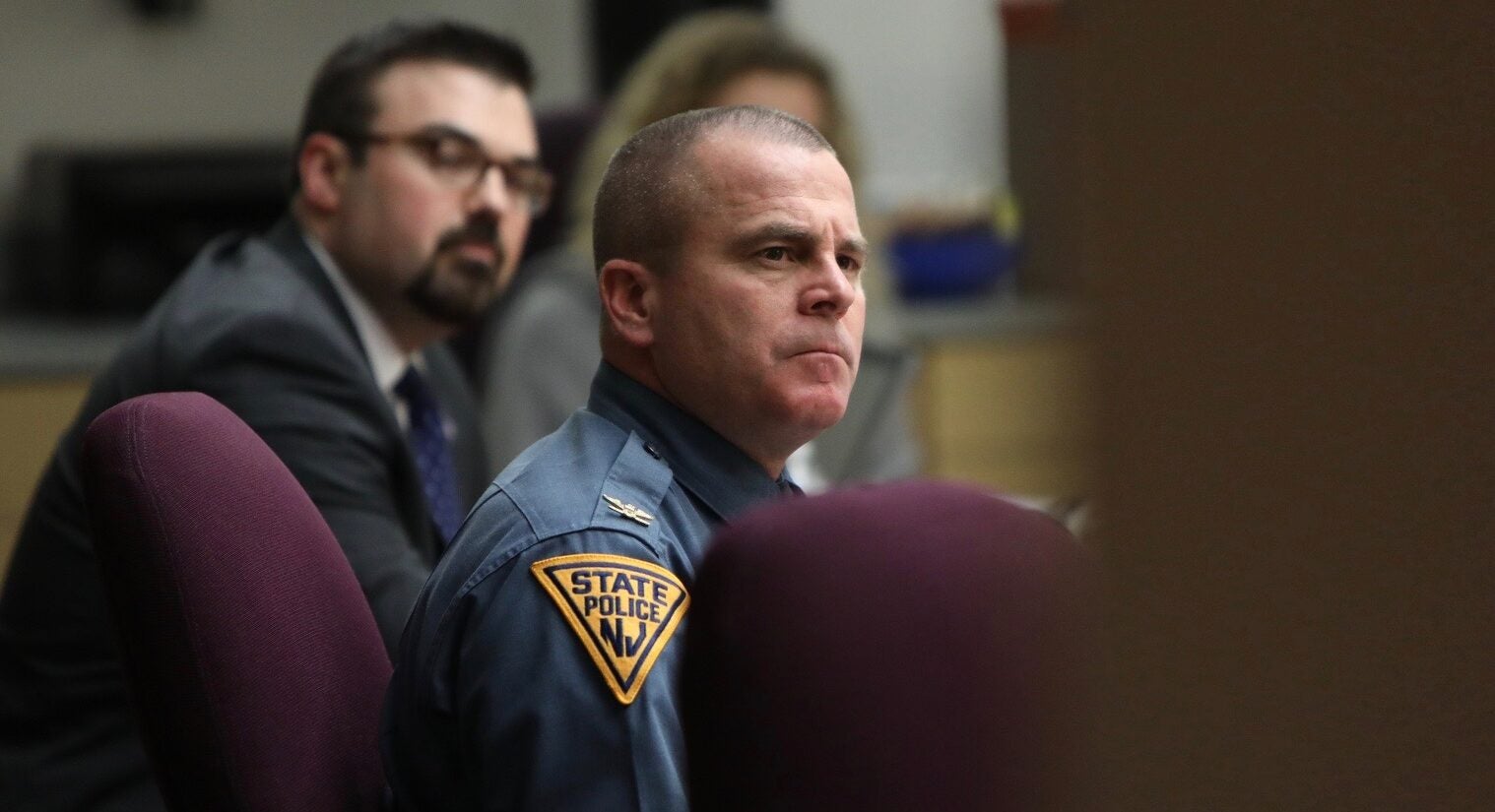 New Jersey State Police Superintendent Patrick Callahan attends a coronavirus briefing held by Gov. Phil Murphy in Trenton on March 23, 2020 (Edwin J. Torres for Governor’s Office).