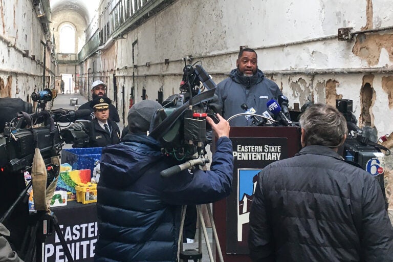 Thomas 'Reem' Cotton speaks at an event at Eastern State Penitentiary. (Courtesy of Sean Kelley)