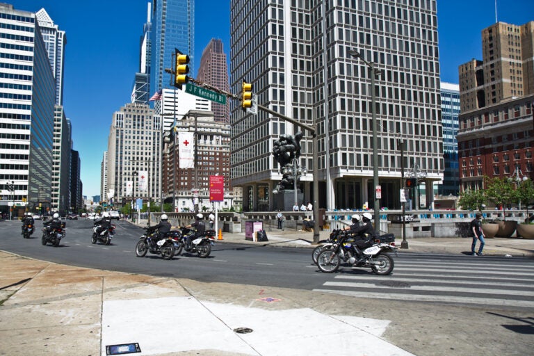 Police ride through Philadelphia after night of unrest