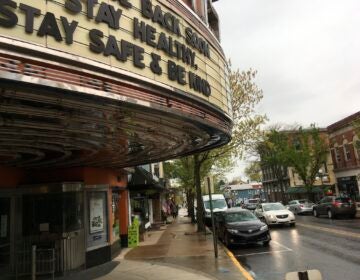 The marquee of the Campus Theatre in downtown Lewisburg, P.a, on Friday, May 8, 2020, tells moviegoers it hopes to reopen soon. Some of the retail shops in the town’s Market Street shopping strip reopened after about two months on Friday, with a  trickle of customers, as Union County was considered to be safe enough to begin to loosen social distancing restrictions. (AP Photo/Mark Scolforo)