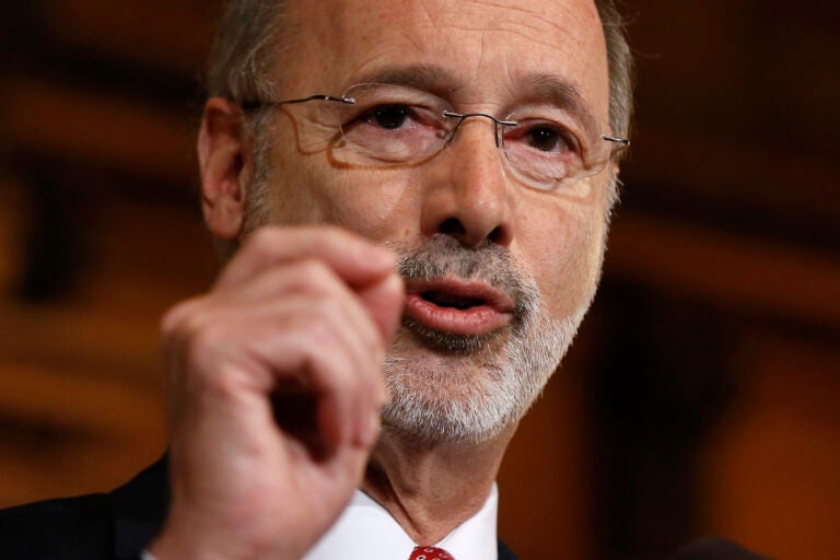 In this Dec. 29, 2015 file photo, Pennsylvania Gov. Tom Wolf speaks with members of the media at the state Capitol in Harrisburg, Pa. (AP Photo/Matt Rourke)