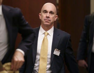 State Department Inspector 9eneral Steve Linick leaves a meeting in a secure area at the Capitol where he met with Senate staff about the State Department and Ukraine, in Washington, Wednesday, Oct. 2, 2019. (AP Photo/J. Scott Applewhite)