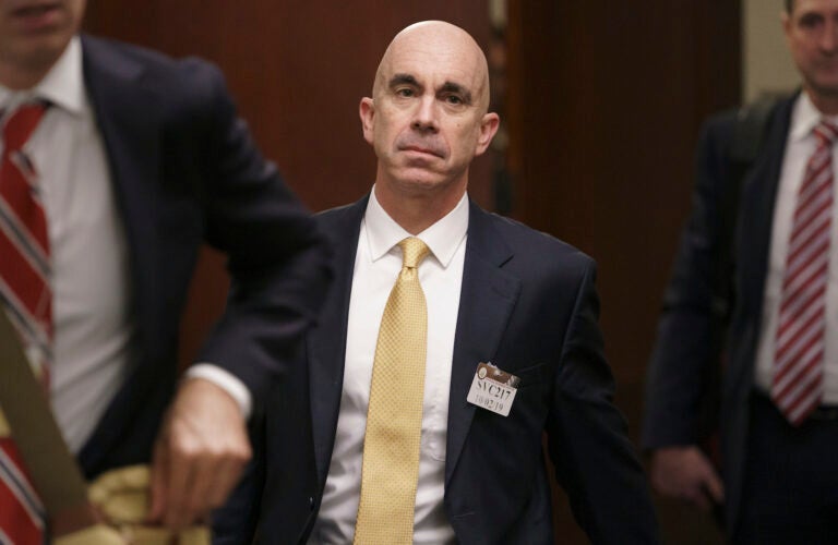 State Department Inspector 9eneral Steve Linick leaves a meeting in a secure area at the Capitol where he met with Senate staff about the State Department and Ukraine, in Washington, Wednesday, Oct. 2, 2019. (AP Photo/J. Scott Applewhite)