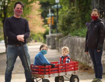 Family takes walk in Philadelphia amid COVID-19 pandemic