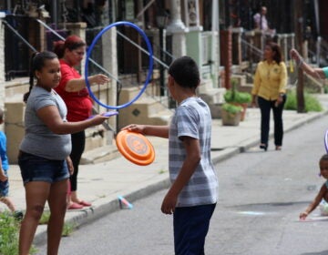 Families play on a North Philadelphia Playstreet in a 2018 photo. (Courtesy of the City of Philadelphia)