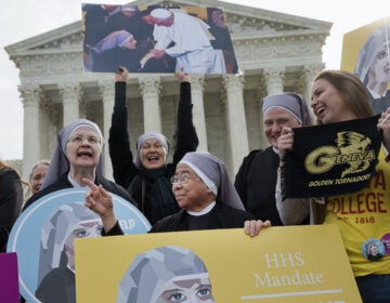 Nuns with the Little Sisters of The Poor rally outside Supreme Court