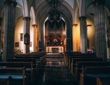 Empty church pews