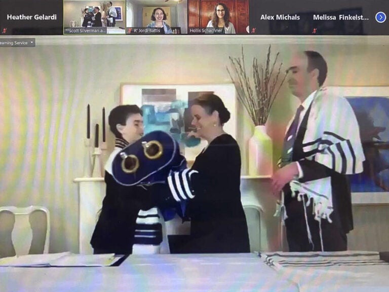 Gabe Silverman is sheltering at home with his family and this is the first Zoom mitzvah for Temple Shir Tikva, a congregation west of Boston. (The Silvermans)