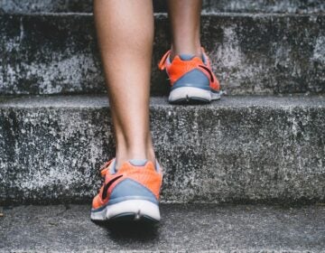 A runner exercises outside.