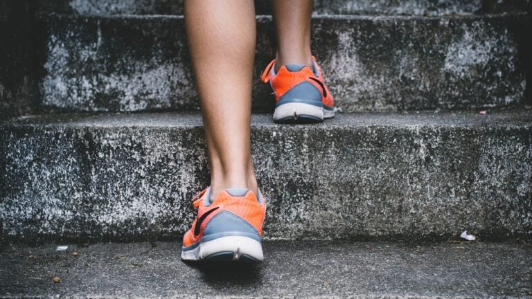 A runner exercises outside.