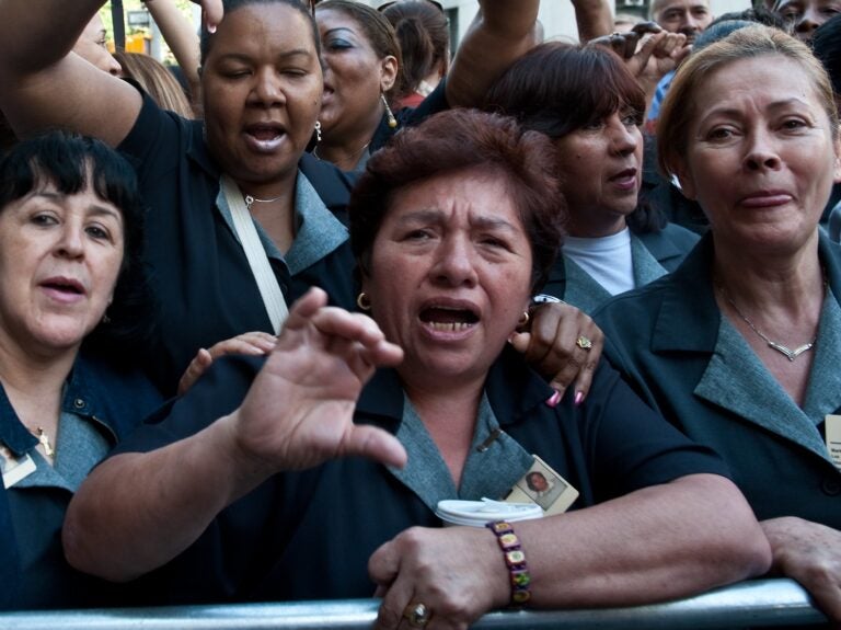 Millions of jobs have evaporated, particularly from businesses that employ a large number of Hispanics -- like hotels, restaurants, bars, building services. (Nicholas Kamm/AFP via Getty Images)