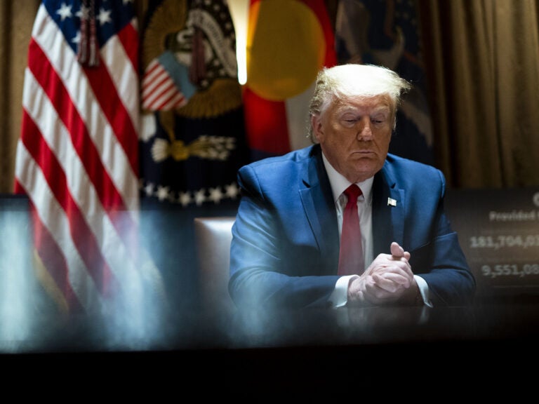 President Trump meets with Colorado Gov. Jared Polis and North Dakota Gov. Doug Burgum in the White House Cabinet Room. (Pool/Getty Images)