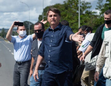 Brazilian President Jair Bolsonaro is seen at a demonstration in favor of his government on Sunday.