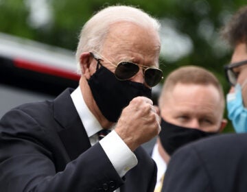 Democratic presidential candidate and former Vice President Joe Biden makes a visit to Veteran's Memorial Park in New Castle, Del., last Monday. He made his second trip away from his home since the pandemic started on Sunday with a visit to a protest site in Wilmington, Del.