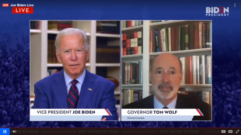 Former Vice President Joe Biden and Pennsylvania Gov. Tom Wolf