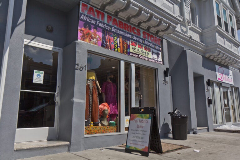 Fati Fabric Store on 52nd Street. The owners moved to the area because of the foot traffic. (Kimberly Paynter/WHYY)