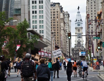 Protesters marched through Center City Philadelphia in June chanting 'George Floyd' and 'Breonna Taylor,' while advocating for their justice. (Kimberly Paynter/WHYY)