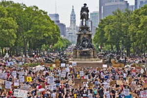 Protesters take over the Benjamin Franklin Parkway