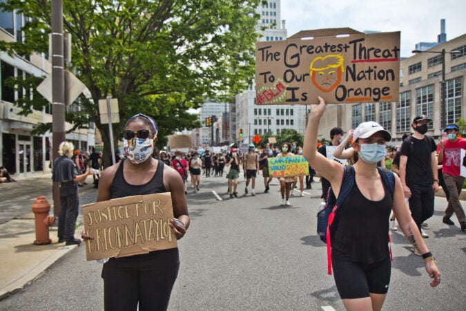 Protests continued Saturday in Philadelphia, with protesters calling for justice for George Floyd, Breonna Taylor, and police reform across the country. (Kimberly Paynter/WHYY)