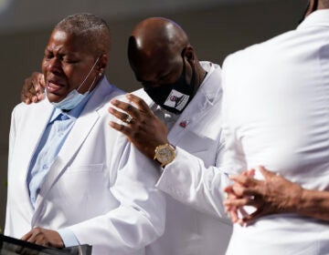 LaTonya Floyd speaks during the funeral service for her brother George Floyd at The Fountain of Praise church Tuesday, June 9, 2020, in Houston. (AP Photo/David J. Phillip, Pool)