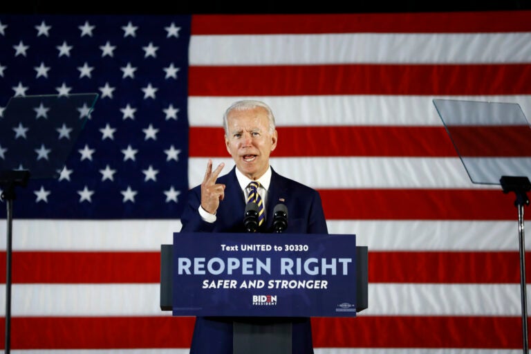 Democratic presidential candidate former Vice President Joe Biden speaks Wednesday, June 17, 2020, in Darby, Pa. (AP Photo/Matt Slocum)