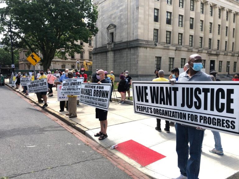 Activists and supporters held a rally and march in New Jersey to call on the state to take action on police reform. (Kenneth Burns/WHYY)