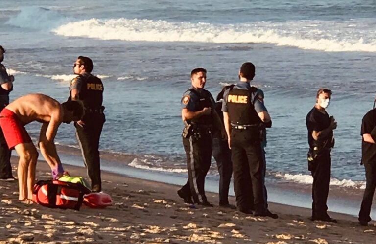 First responders on the Asbury Park beach after a water rescue on Sunday evening. (Courtesy of Michael Levin)